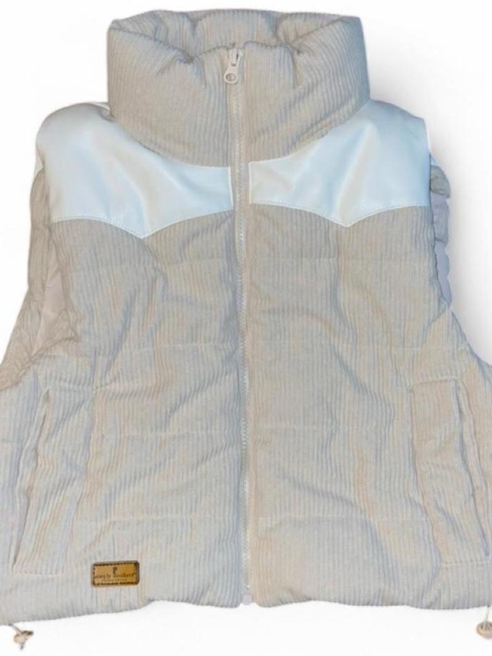 Simply southern Light Cream Quilted Corduroy Vest with White Yoke